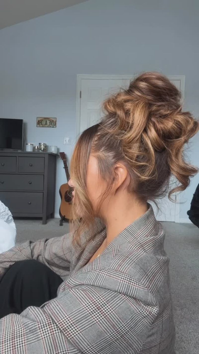 Messy Sock Bun Curls