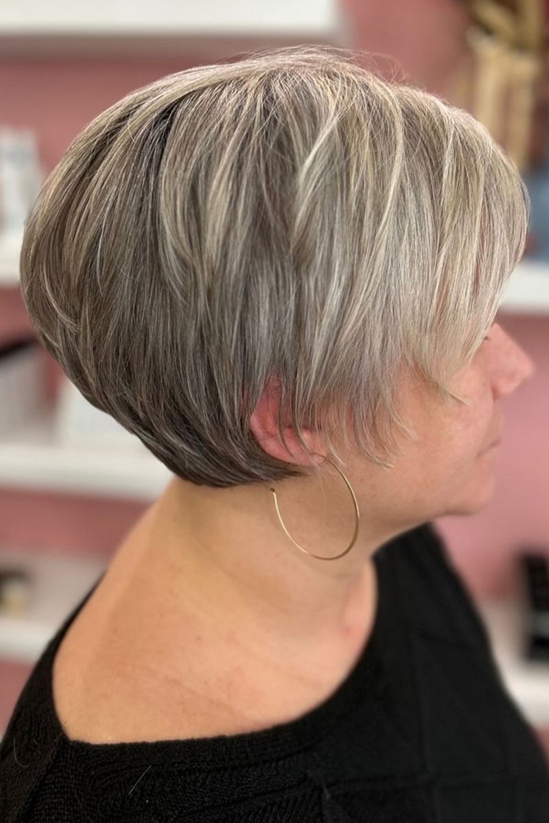 Layered Crop with Side-Swept Bangs
