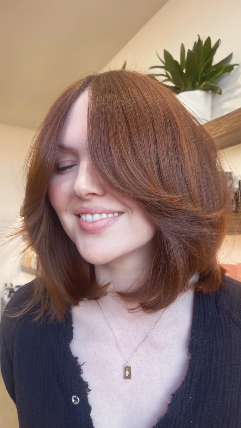 Sophisticated Lob with Bangs