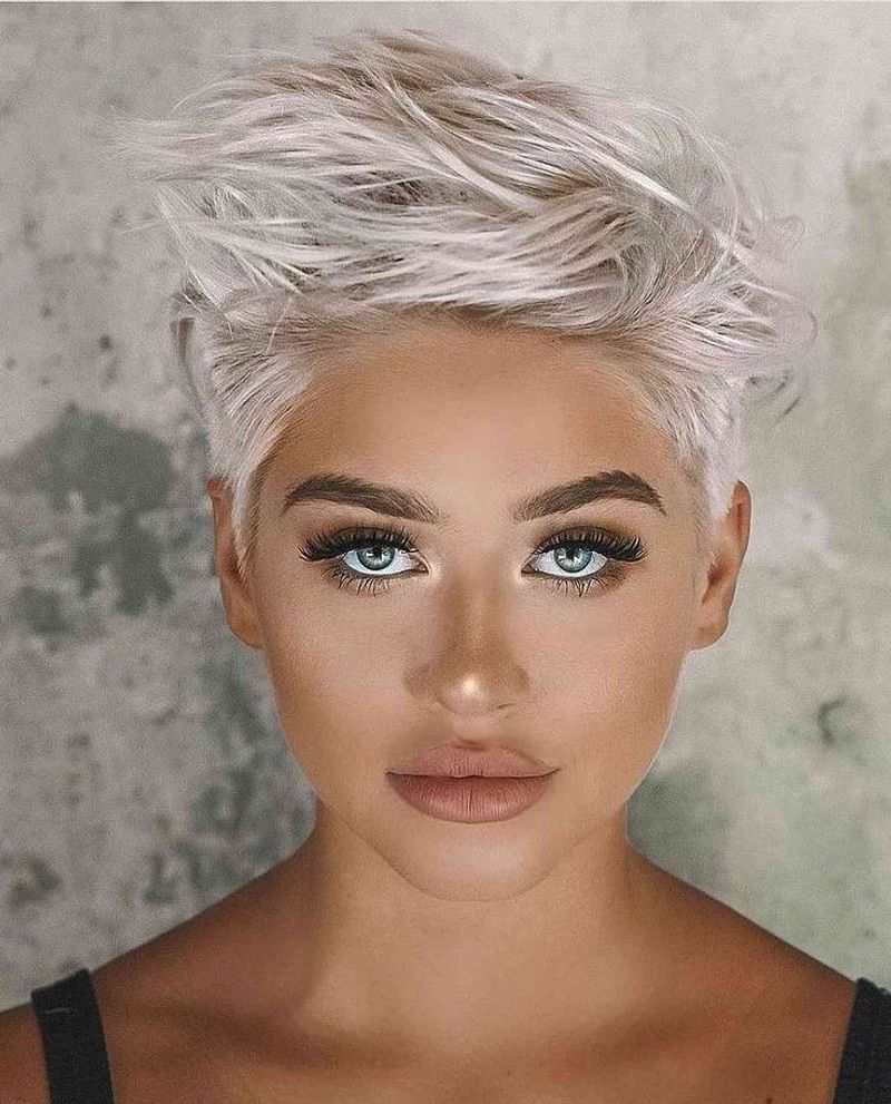 Platinum Pixie with Dramatic Swept Bangs