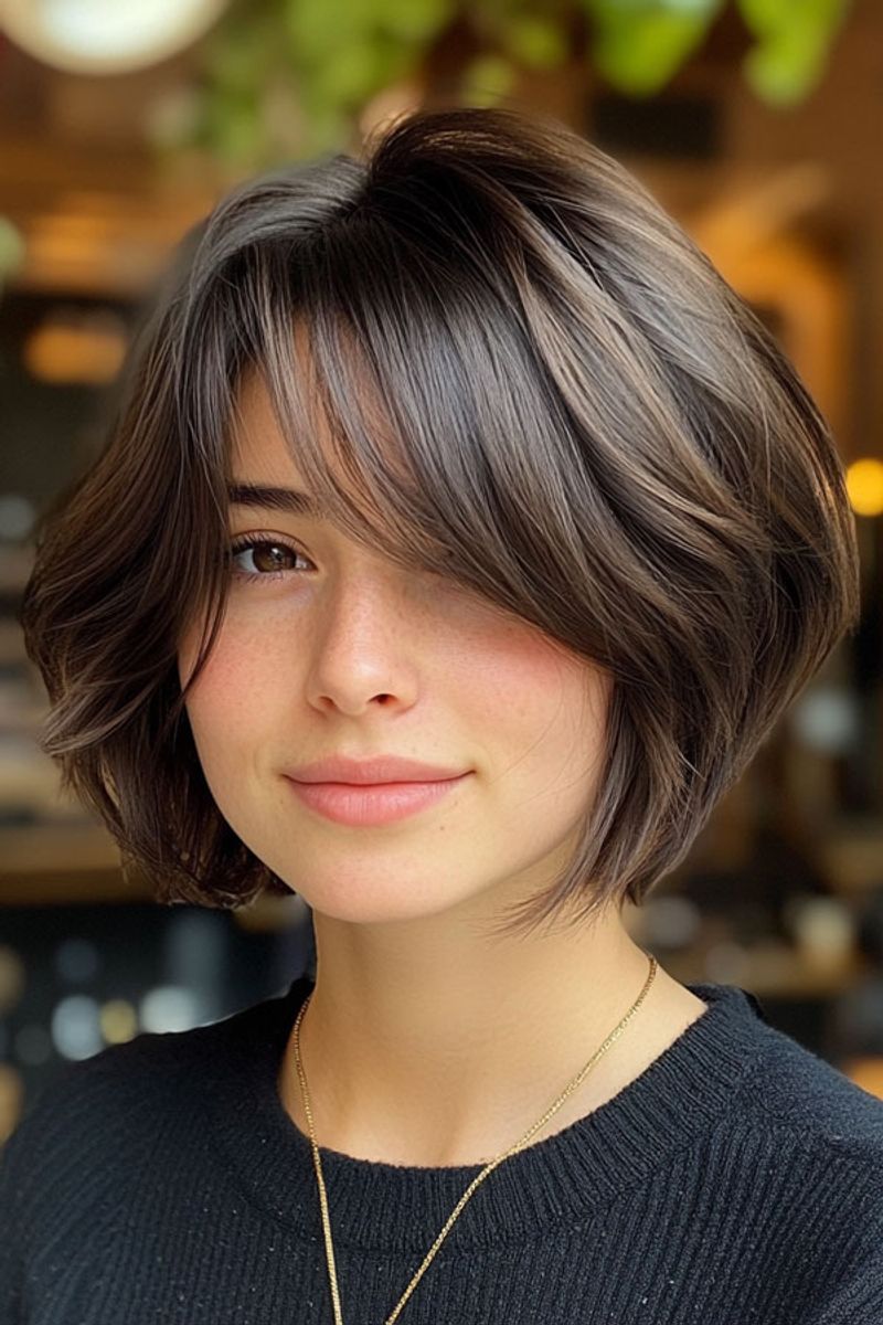 Layered Bob with Side-Swept Bangs