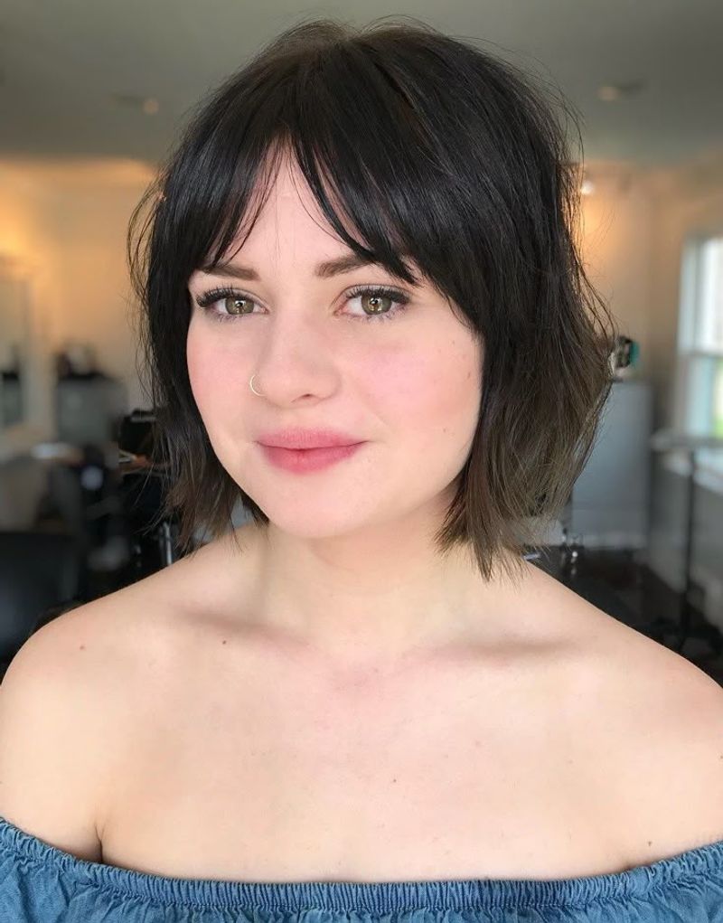 Chin-Length Bob with Curtain Bangs