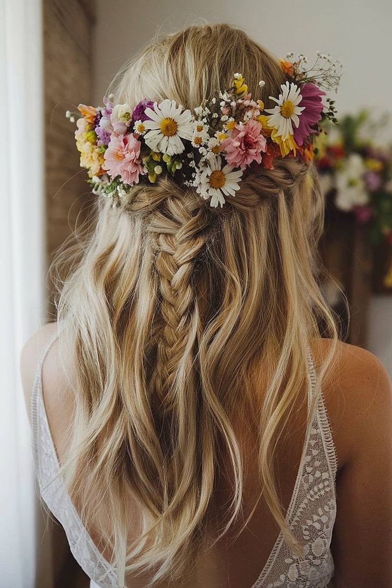 Braided Crown with Wildflower Accents