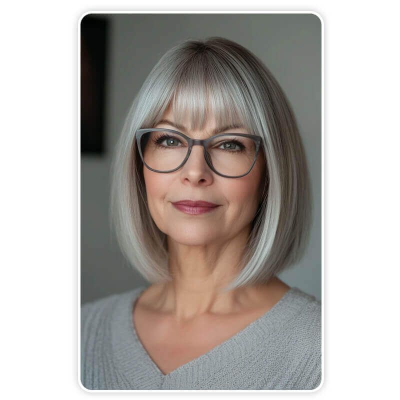 Blunt Bob with Geometric Fringe