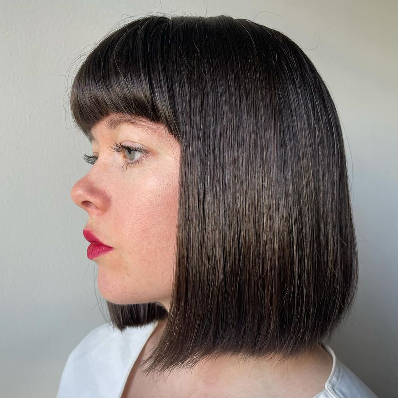 Blunt Chin-Length Bob with Full Fringe