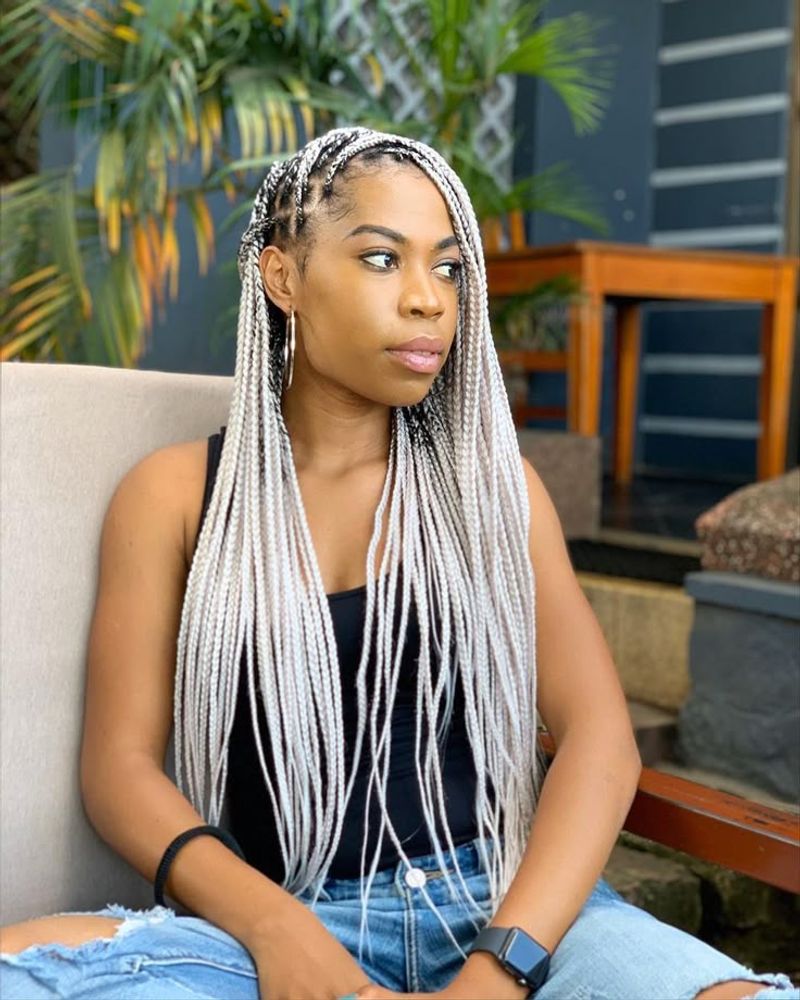 Knotless Braids with Metallic Accents