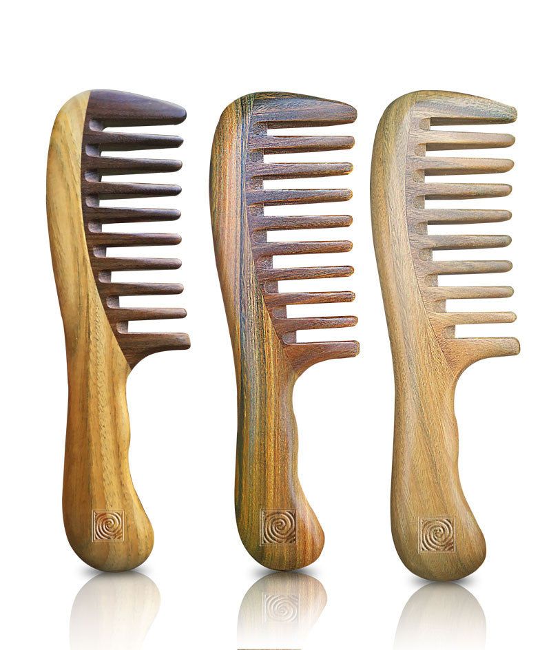 Wooden Wide-Tooth Comb for Curly Hair