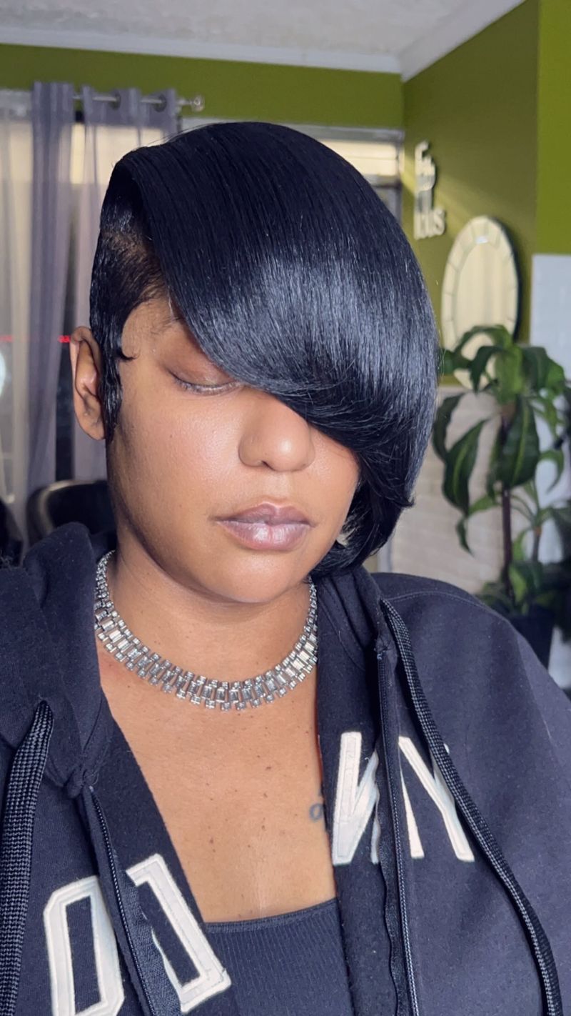 Dramatic Side-Swept Bob