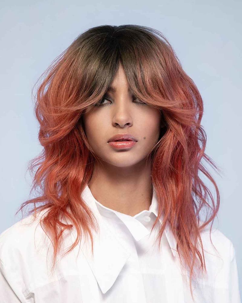 Layered Wolf Cut with Curtain Bangs