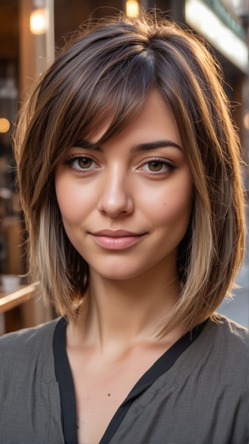 Side-Swept Asymmetrical Bob for Diamond Faces