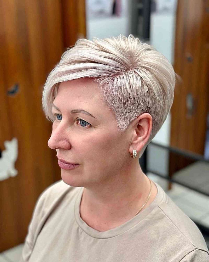 Classic Short Pixie with Side-Swept Crown