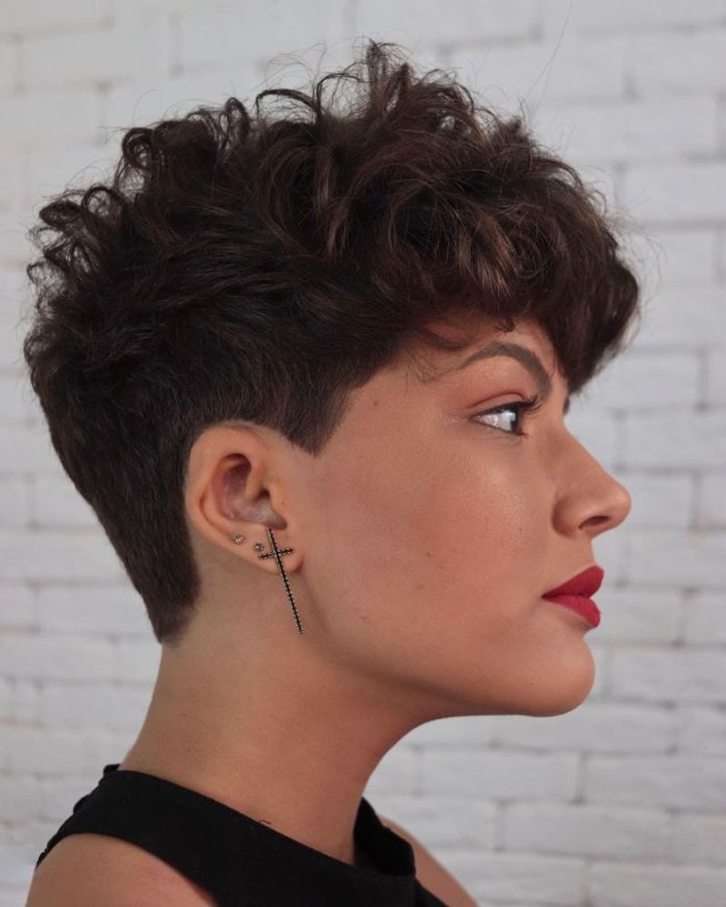 Curly Pixie with Tapered Sides