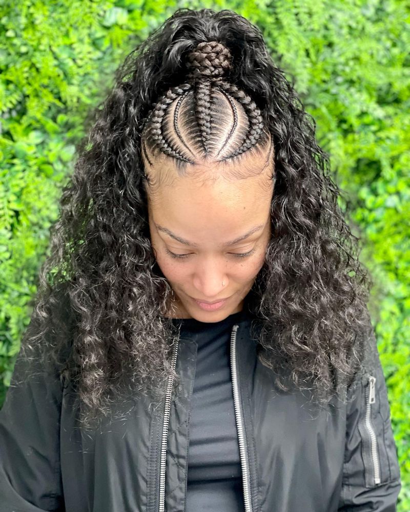 The Afro With Cornrow Details