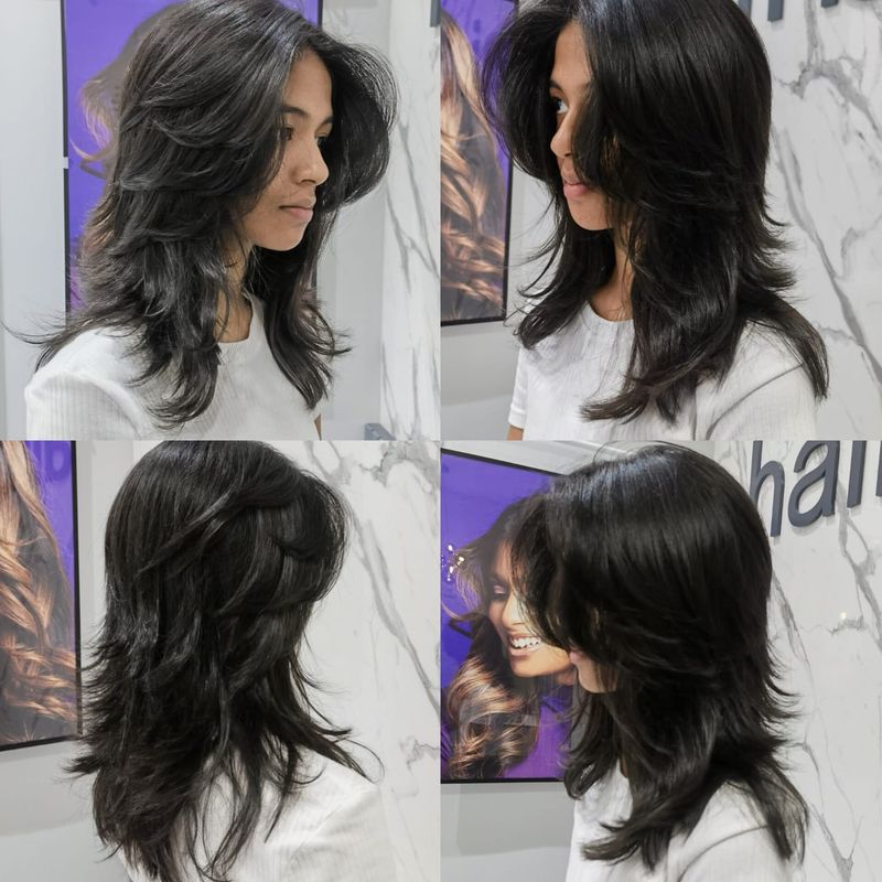 Corte de lobo em camadas