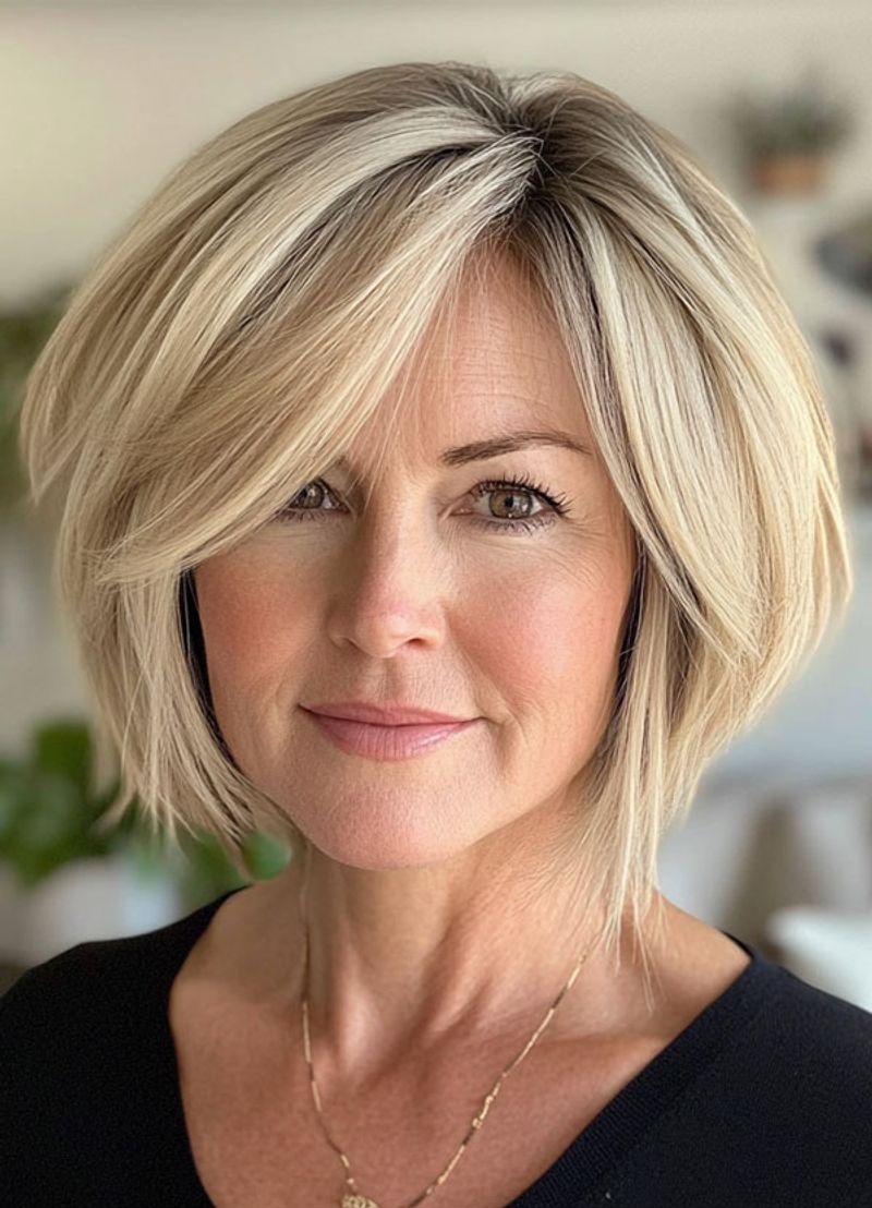 Layered Lob with Side-Swept Bangs