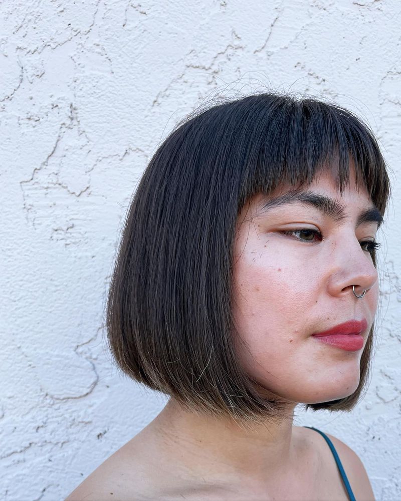 The Blunt Bob With Heavy Bangs