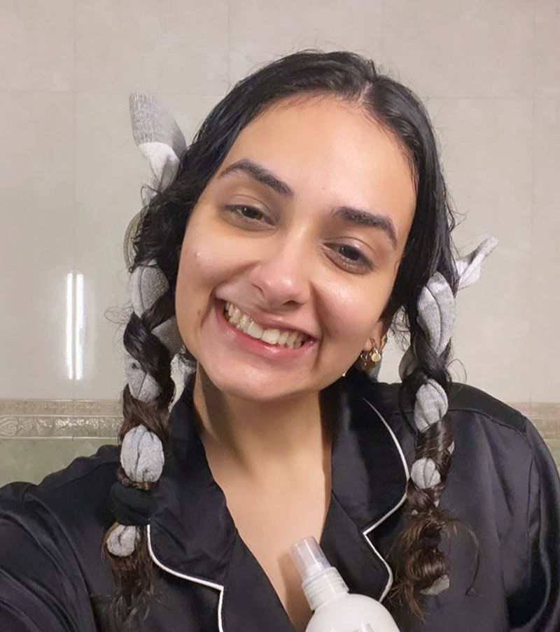 Overnight Heatless Curls With Socks