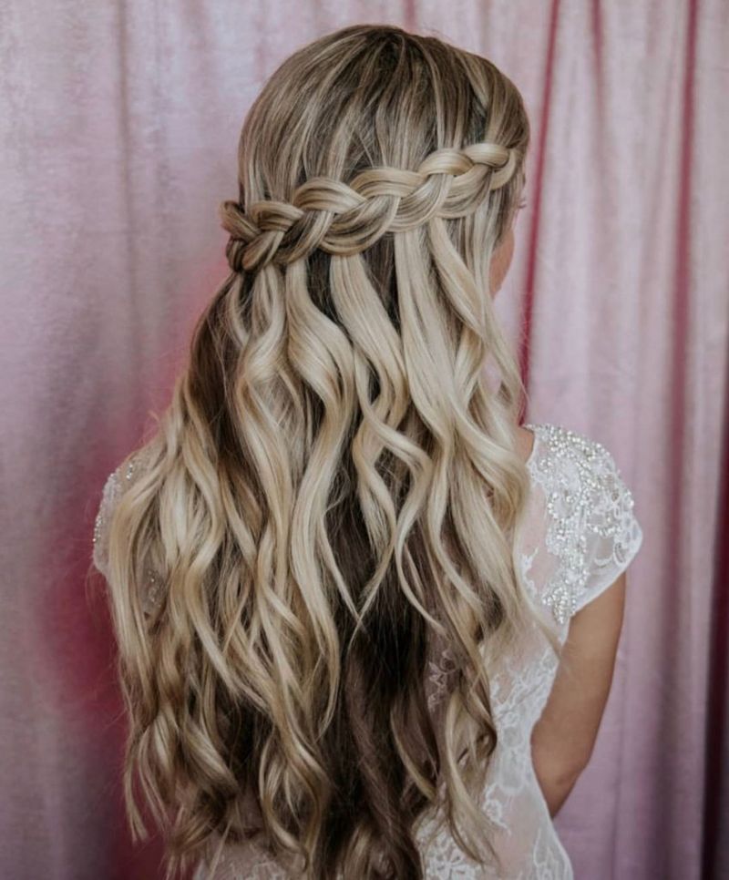 Waterfall Braid with Cascading Curls