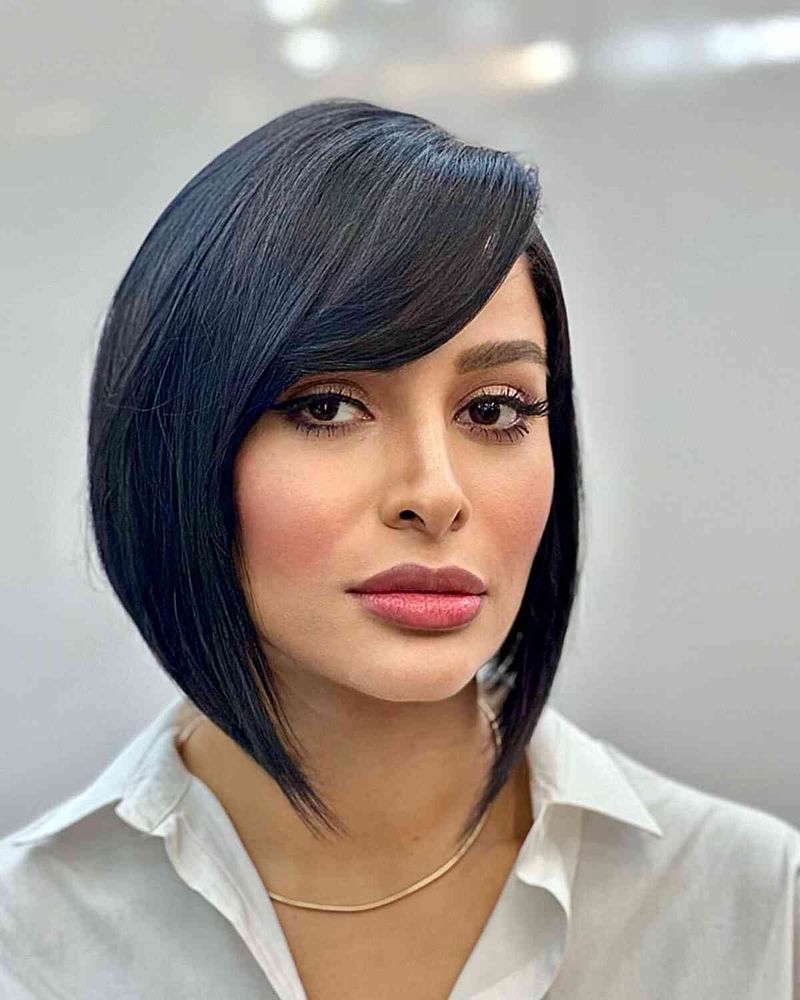 Sleek Angled Bob with Side Part
