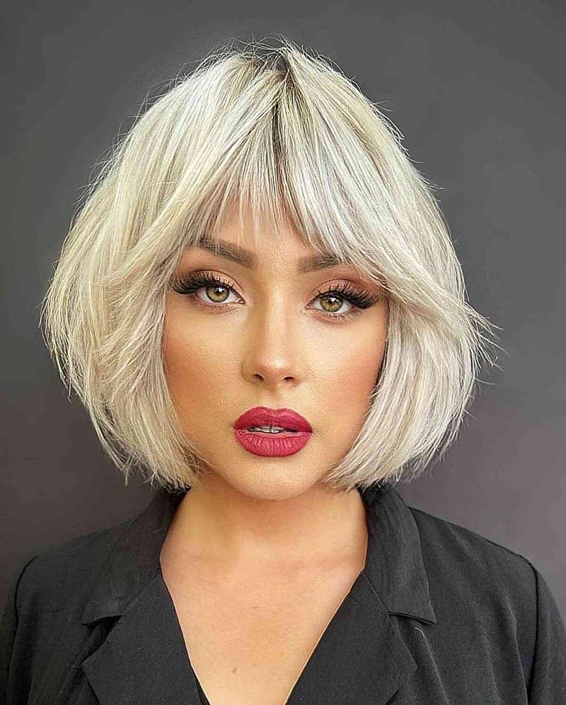 Chin-Length Rounded Bob for Rectangle Faces