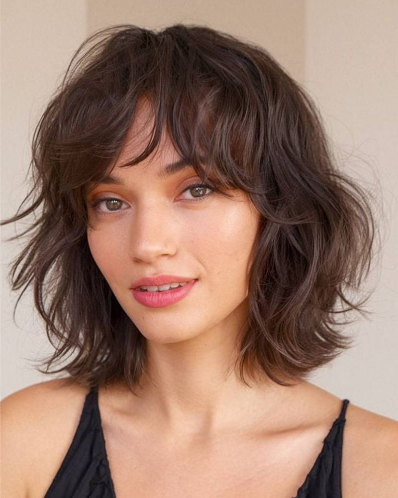 Rounded Bob with Curved Wispy Bangs