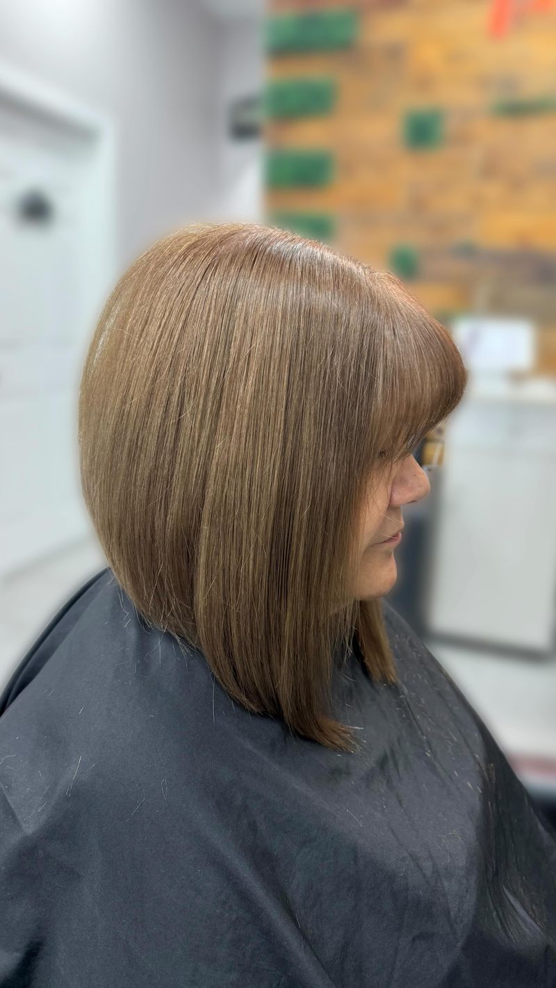 Sleek Angled Bob with Side Sweep