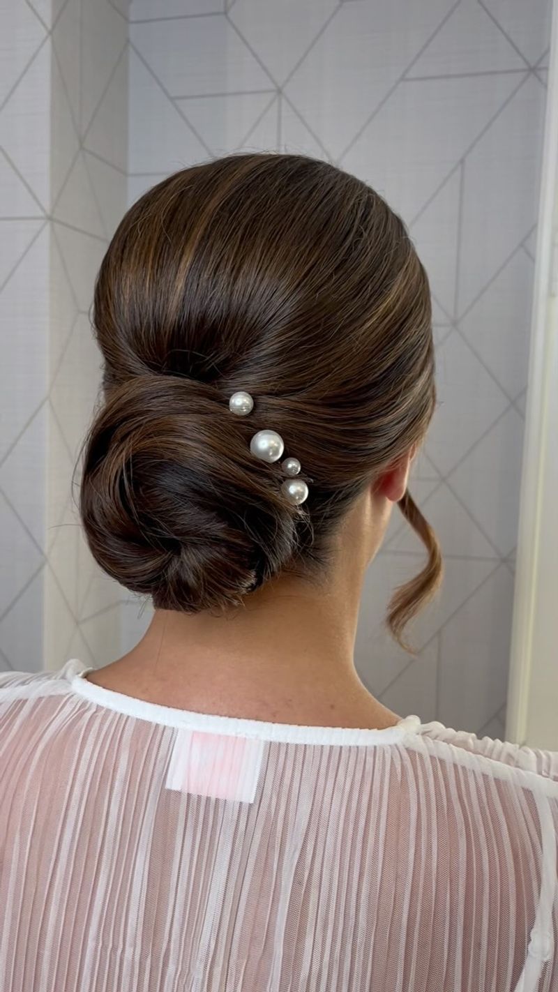 Pinned-Up Curls with Pearl Accents