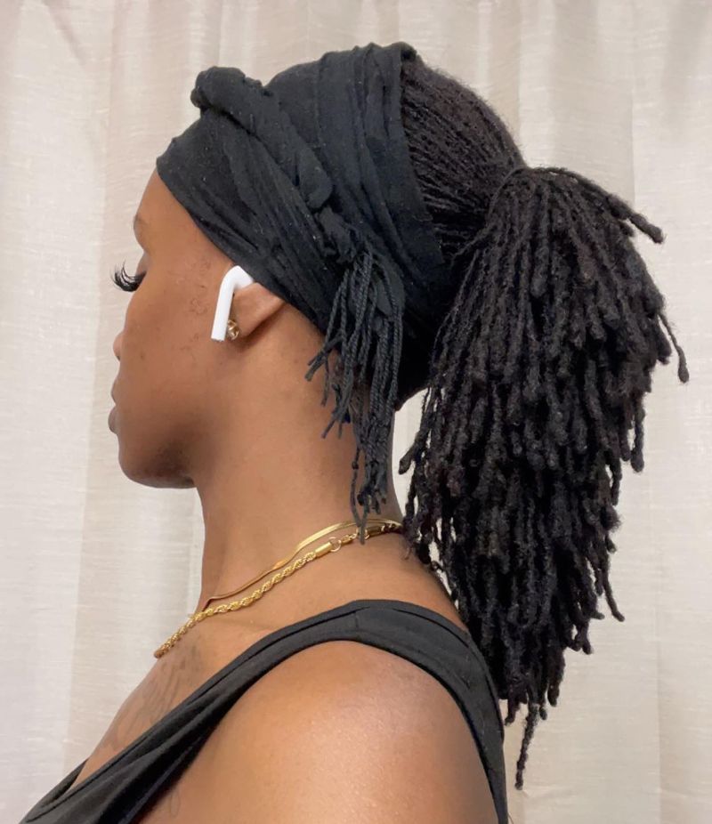 Loc Bun with Scarf Wrap