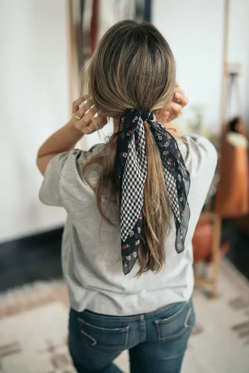 Scarf-Wrapped Ponytail