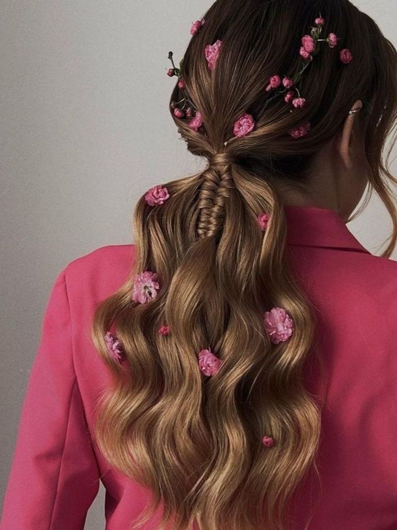Lavender-Accented Low Ponytail