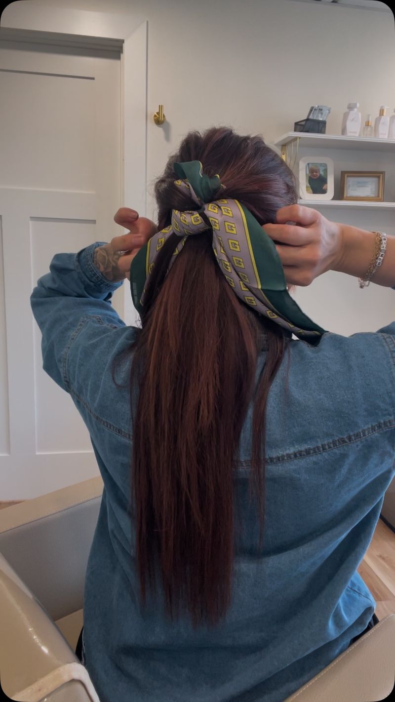 Scarf-Wrapped Ponytail