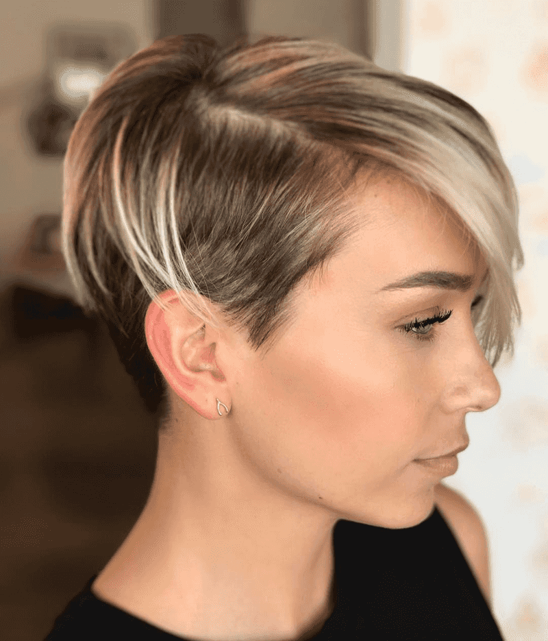 Subtle Ombré Pixie with Side Part