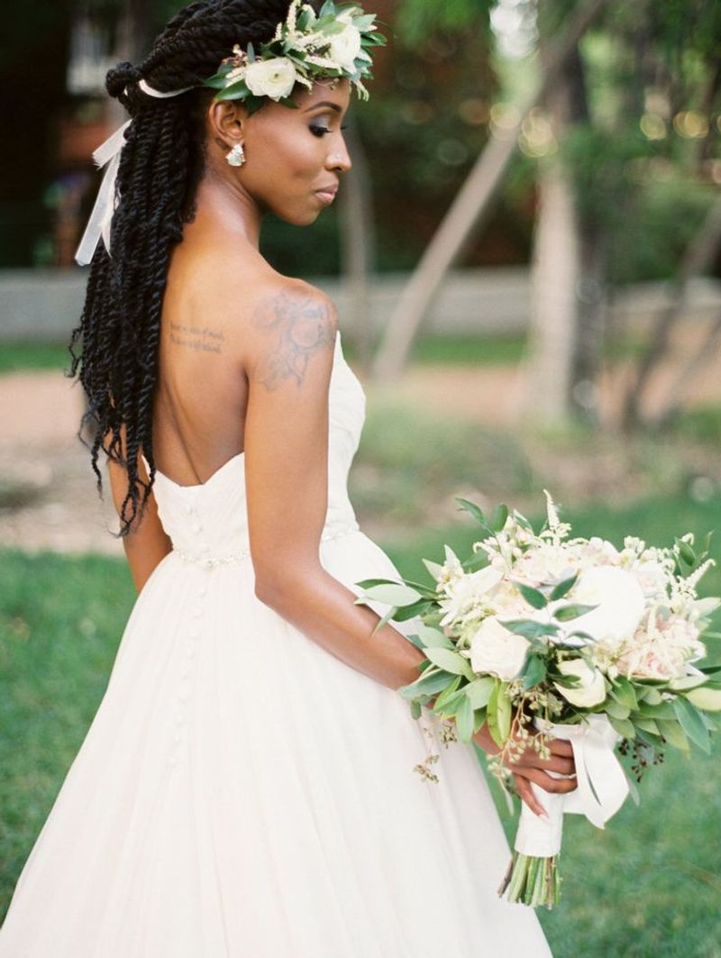 Half-Up Box Braids with Cascading Curls