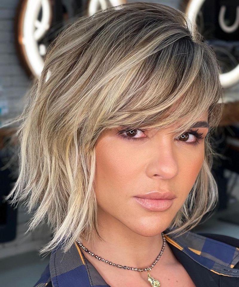 Side-Swept Bangs with Textured Ends