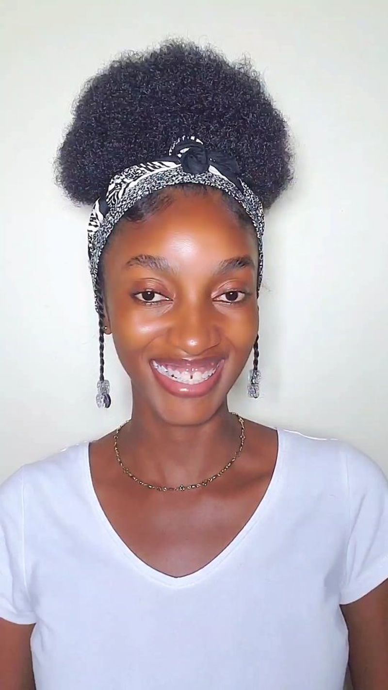 Afro Puff with Patterned Headband