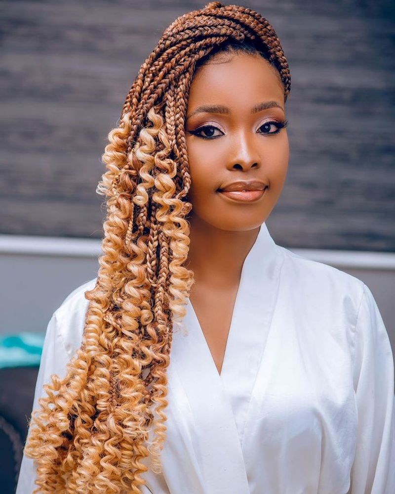 Goddess Box Braids with Side Sweep