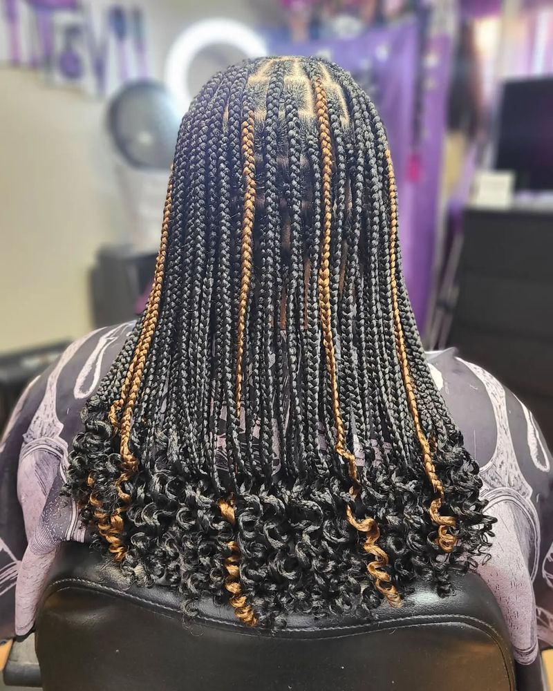 Box Braids with Curled Ends