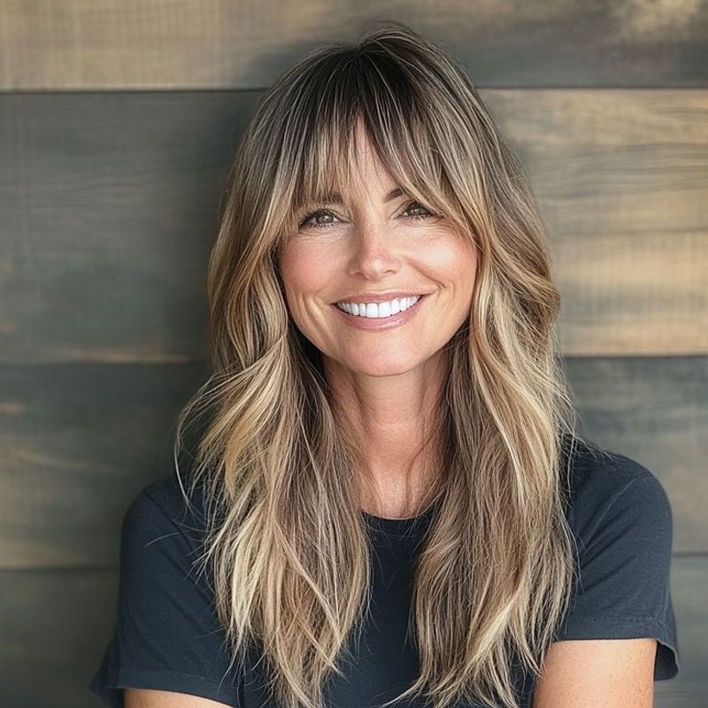 Long Layered Curtain Bangs