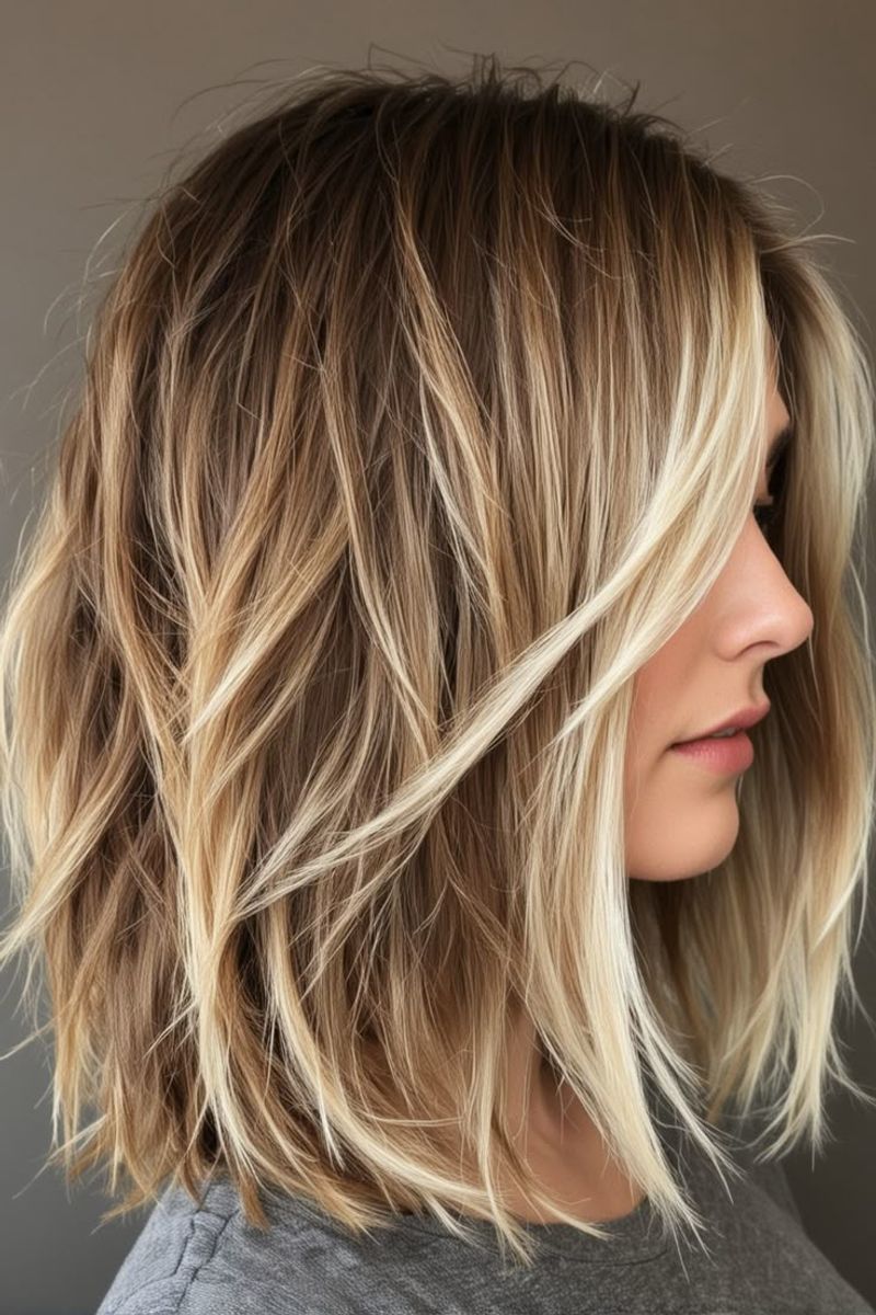 Tousled Lob with Balayage