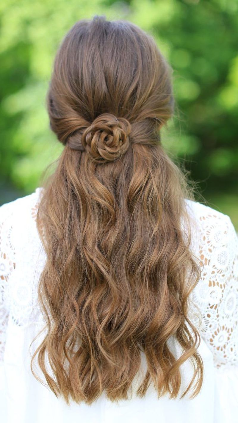 Twisted Rosette Half Updo