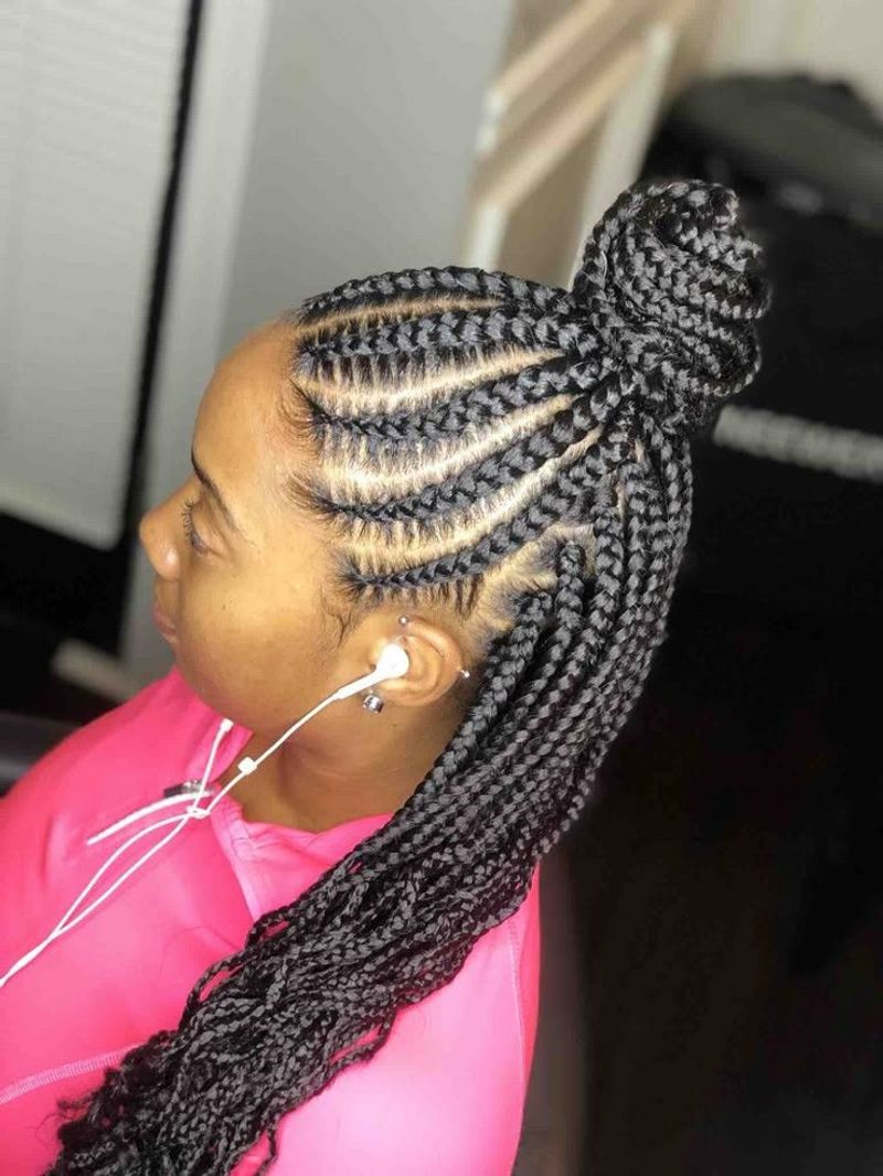 Half-Up Cornrow Bun