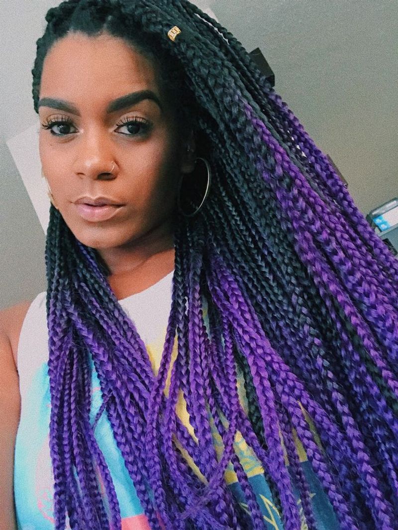 Ghana Braids with Purple Ombré