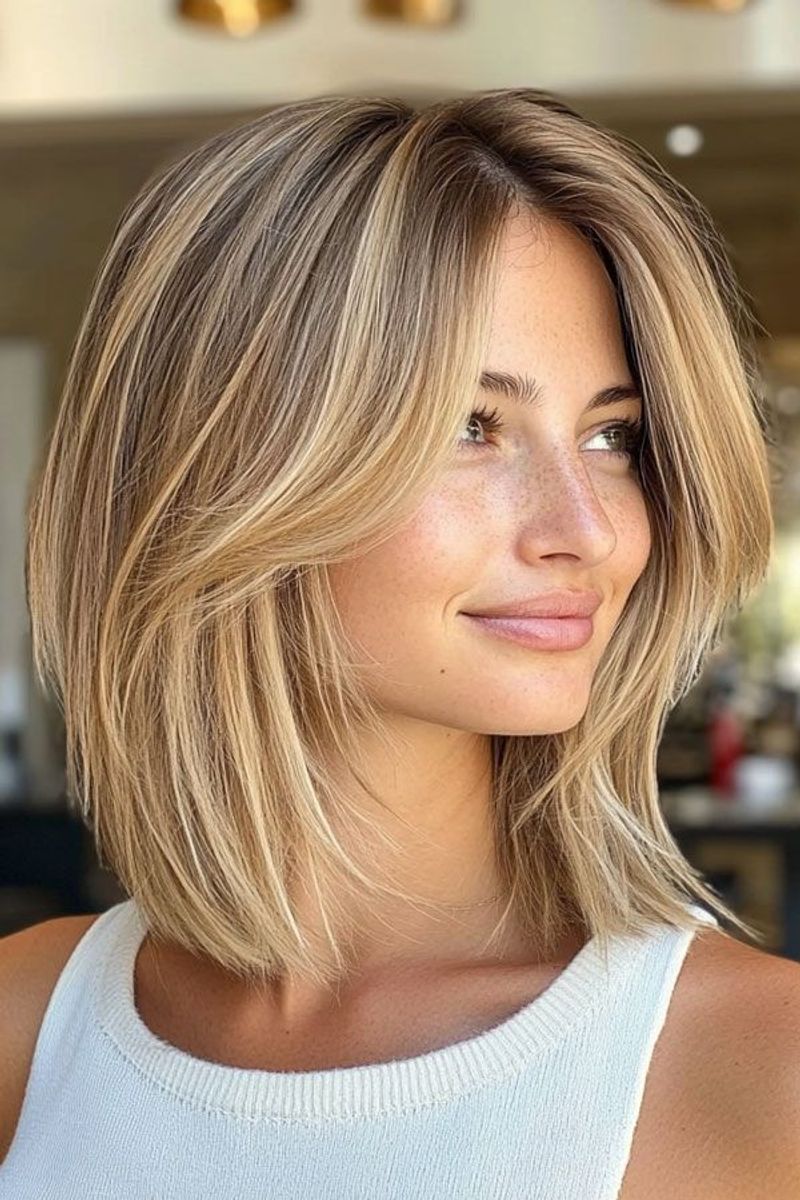 Layered Lob with Face-Framing Pieces
