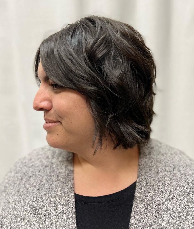 Layered Bob with Side-Swept Bangs
