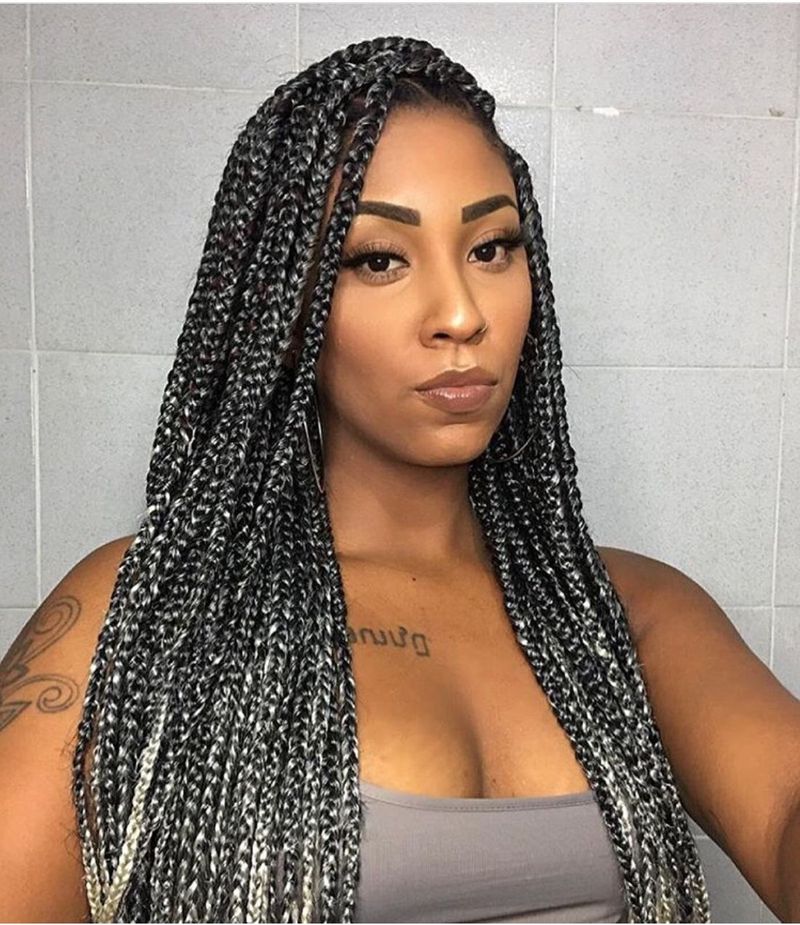 Classic Box Braids with Silver Accents