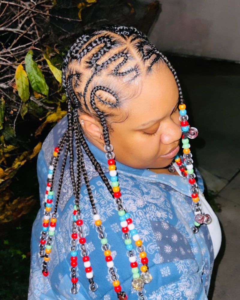 Box Braids with Colorful Beads
