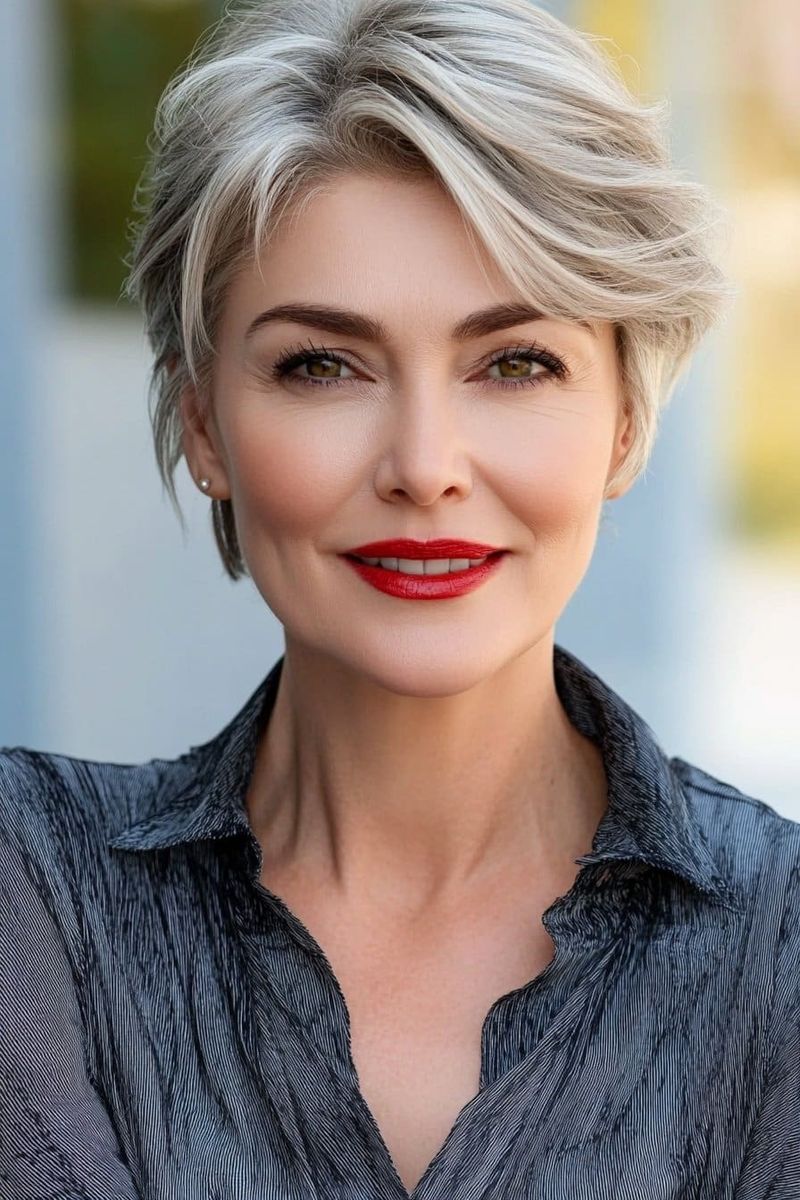 Voluminous Crop with Swept-Back Styling