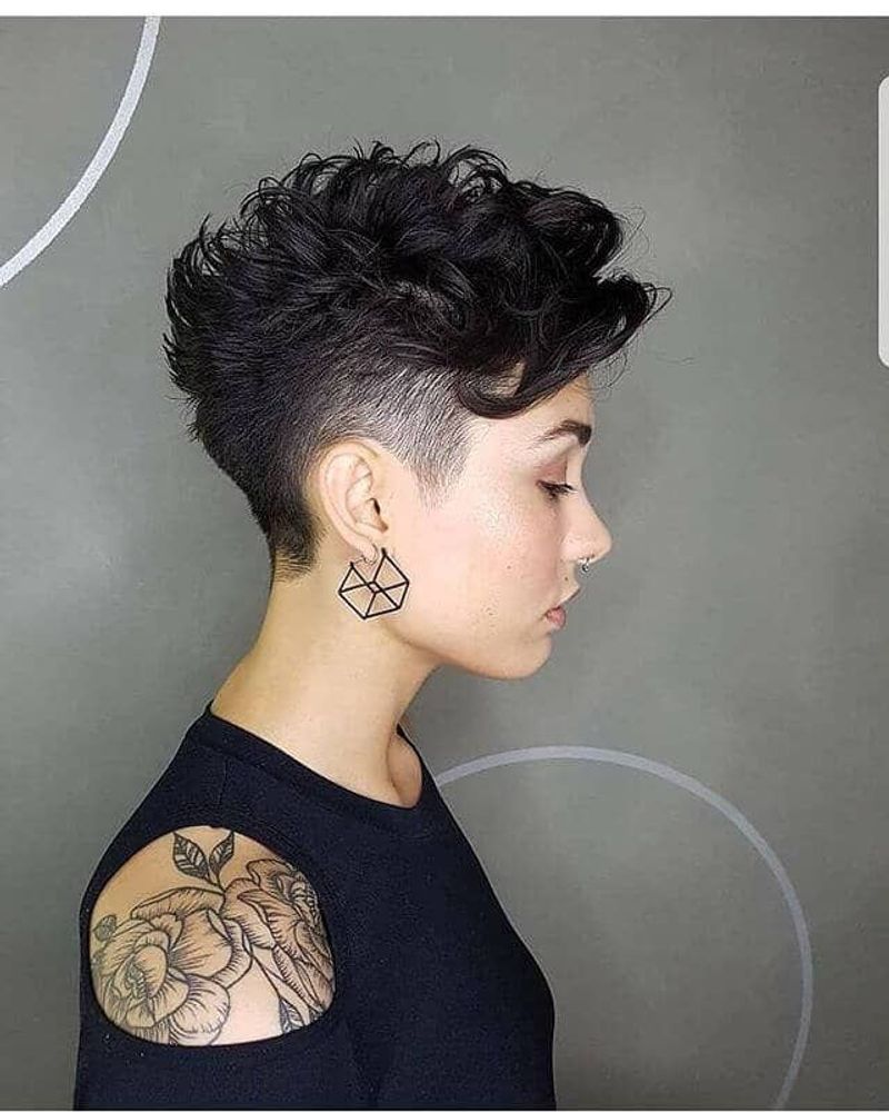 Curly Pixie With Tapered Sides