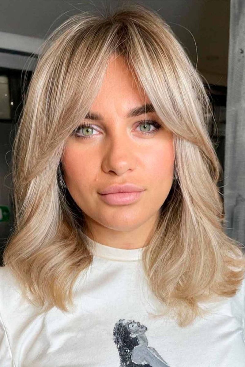 Collarbone Cut with Curtain Bangs