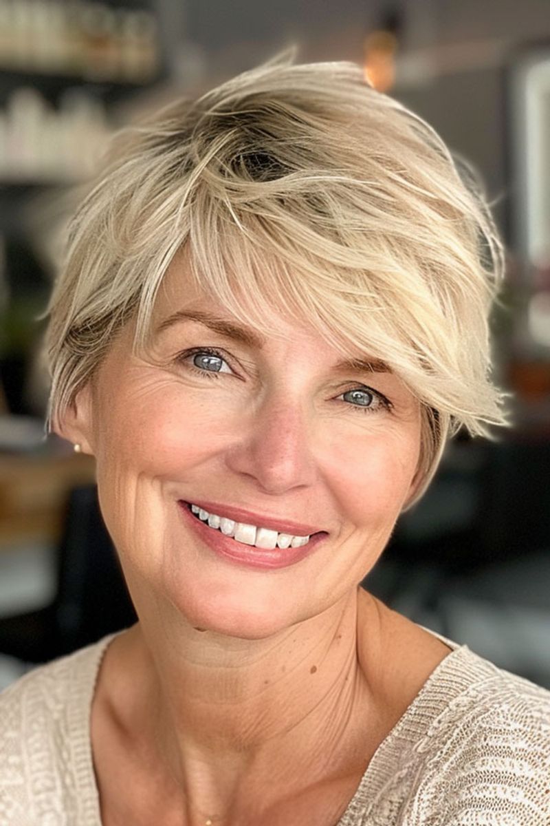 Long Pixie with Sweeping Fringe